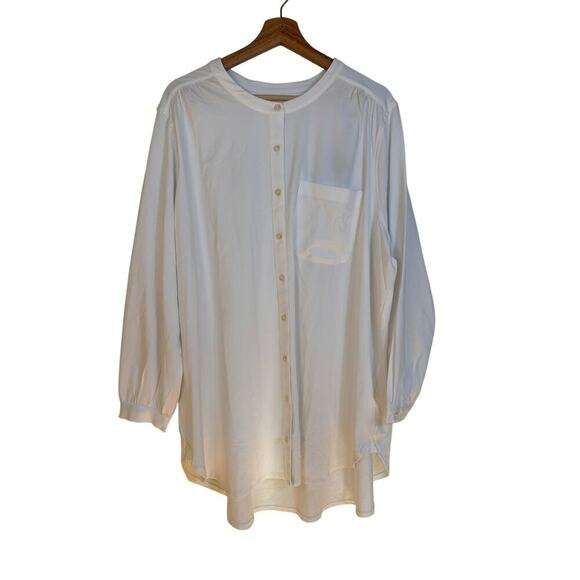 Lands End Womens Long Sleeve Jersey A Line Tunic Size 2X Pocket button Front - Picture 2 of 11